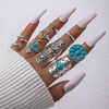 Turquoise set, ring, arrow, new collection, 9 pieces, flowered, cactus, on index finger