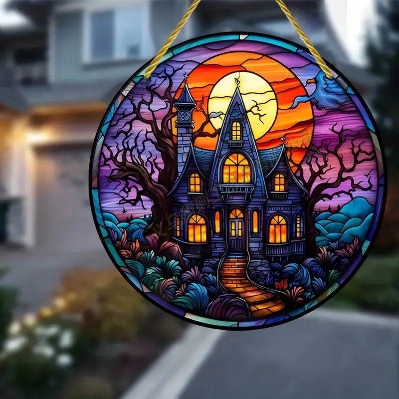 Transfronterizo serie de Halloween acrílico captador de sol artesanía decoración creativa colgante acrílico disco