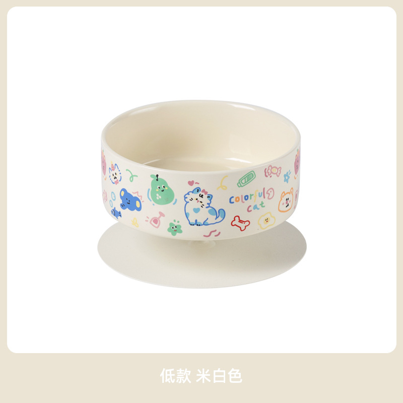 Cerámica alta pierna para gatos cuello de protección de altura anti-derrumbe tazón de grano para beber tazón de graffiti tazón para perros y gatos artículos para mascotas
