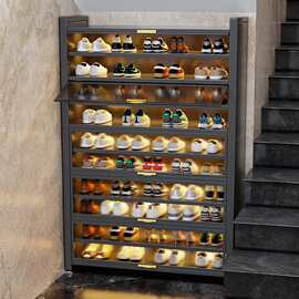 2025新款鞋柜家用门口靠墙大容量收纳柜门外走廊楼道钢制爆款鞋架