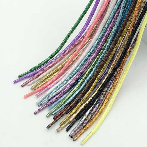 Gold and silver gold onion shoelaces round pearl white color brown gold magic color reflective shoelaces