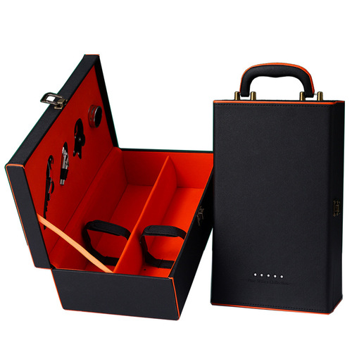 High-end dual-bottle red wine box, red wine gift box, general red wine packaging box, wooden box, leather box, 2-bottle set, factory wholesale