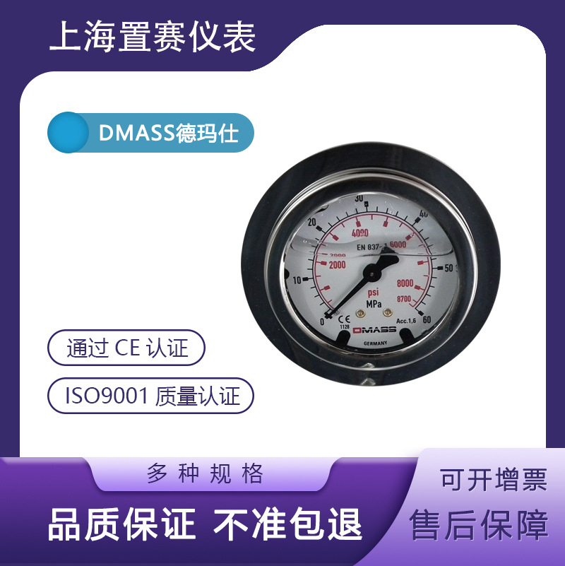 德国DMASS径向压力表0-60Mpa德玛仕防震液压表测压配件0-8700psi
