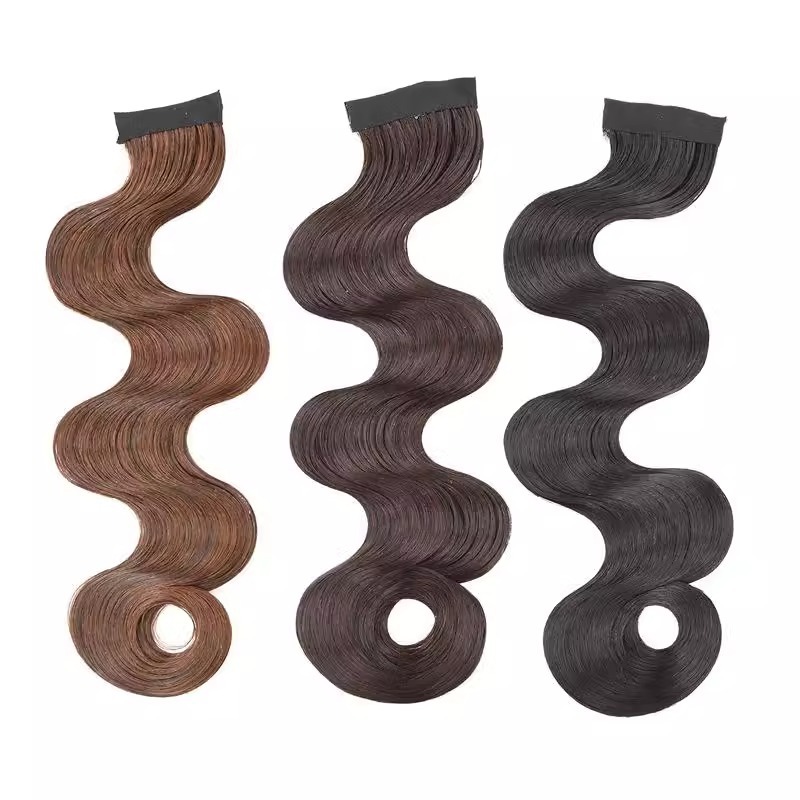 Antiguo traje estilo peluca flequillo estudio mano empuje corrugado República de China Xiuhe cheongsam forma falso flequillo largo conjunto de piezas de pelo