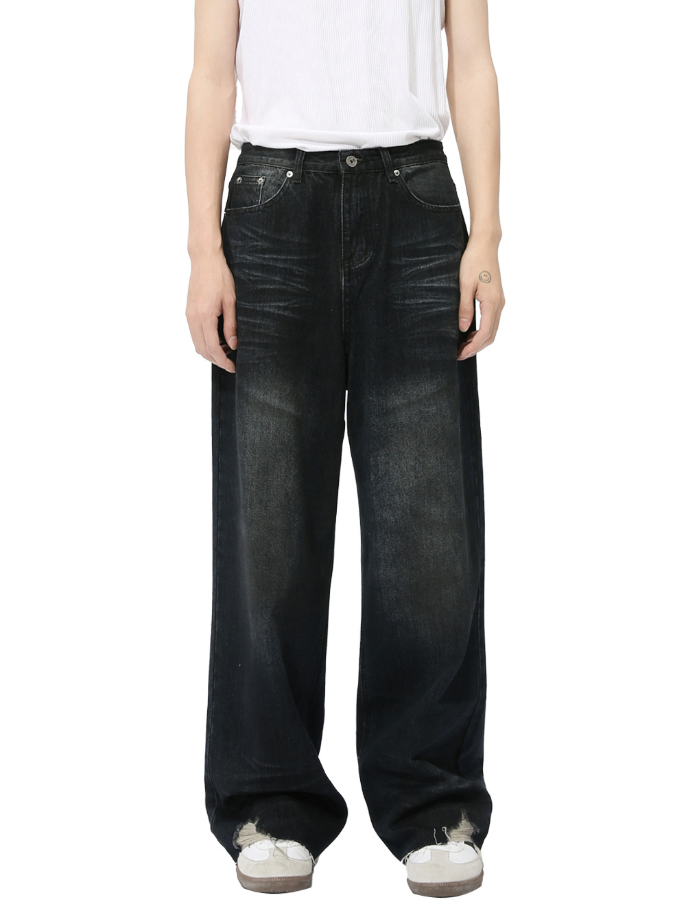 MTLCLOTHES Hombres| Otoño estilo americano vibe pantalonje irregular agujero diseño jeans recto