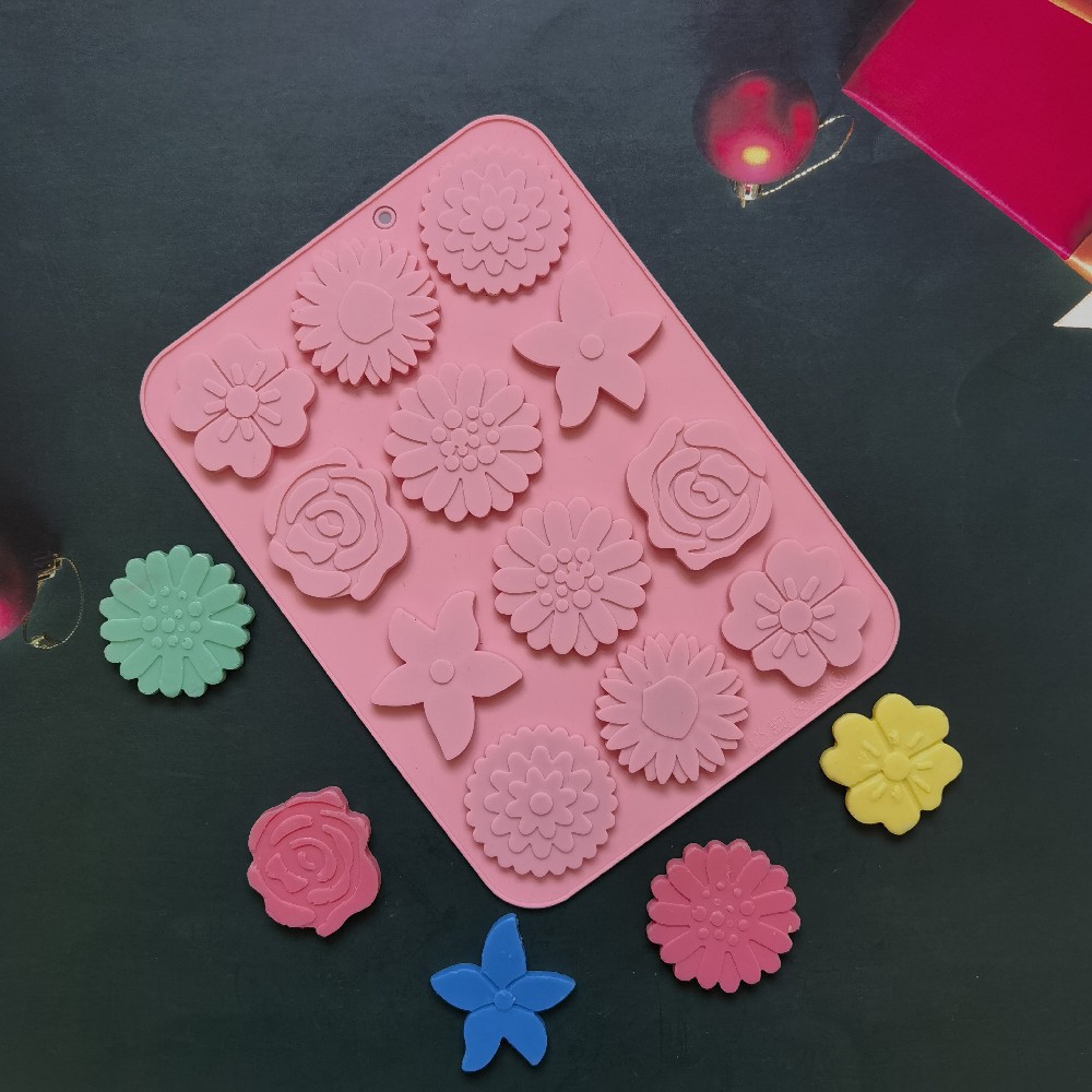 12 flores 287 molde de silicona pudín molde de postre decoración de pastel de cocina para hornear
