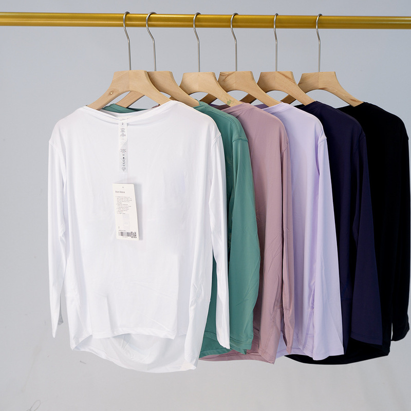 Sunscreen Yoga Clothing Women's Quick-drying Crewneck T Lightweight Ice Silk Loose Modal High Elastic Sports Fitness Spandex Breathable