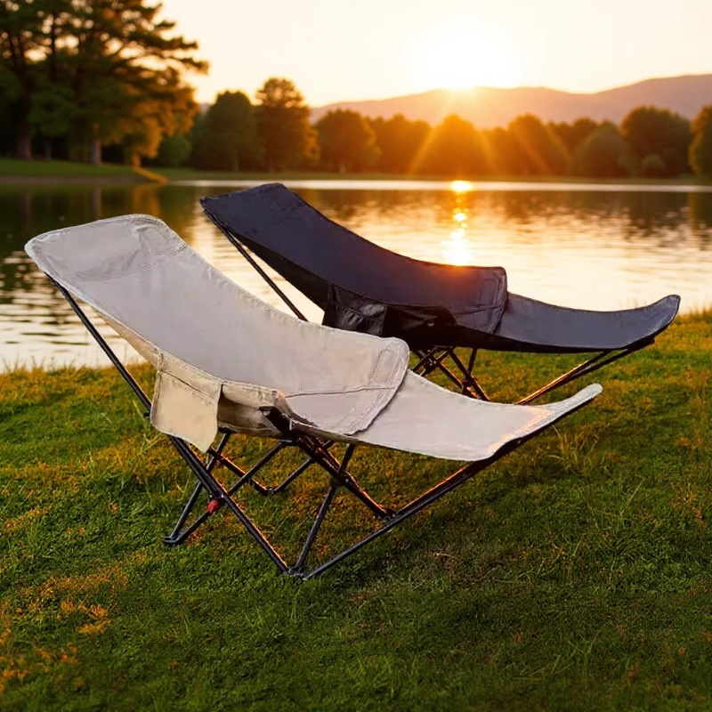 Cross-Border Outdoor Moon Chair Camping Chair Balcony Lounge Chair Home Leisure Folding Chair with Footrest Three-Speed Adjustable