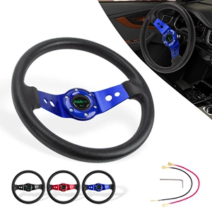 Car Modification Racing Game Steering Wheel 13-Inch 320mm Round Racing Steering Wheel Pu Leather Cross-Border