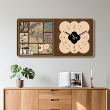 法式中古风高级挂钟餐厅挂画时钟客厅优雅钟表装饰画复古花卉新款