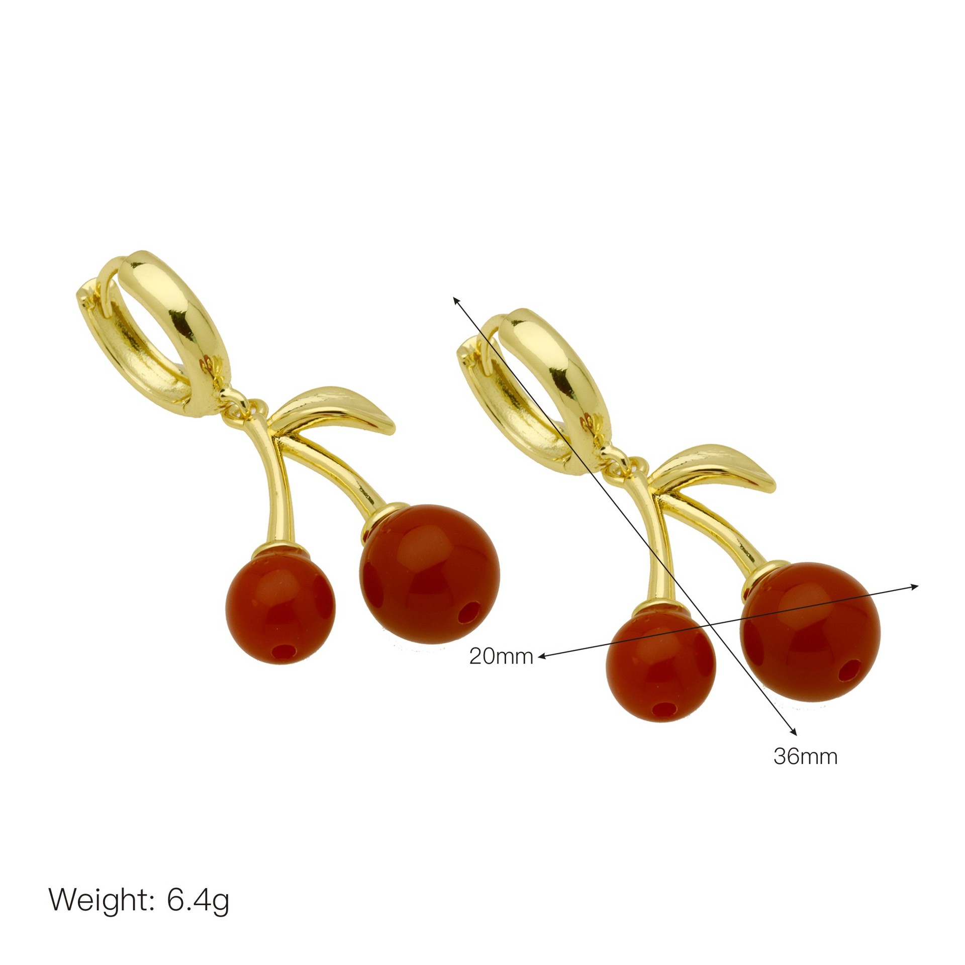 7g Weight Copper Ear Needle Material 18K Gold Plated Plating Material Charm Sleeper Hoop Earrings, Drop Earrings Classification 1 Pair Quantity Casual, Daily Occasion Copper Material Cherry, Mushroom Pattern Women's Gender Enamel, Plating Design Sweet Style 1 Pair Sweet Cherry Mushroom Enamel Plating Copper 18K Gold Plated Drop Earrings 9