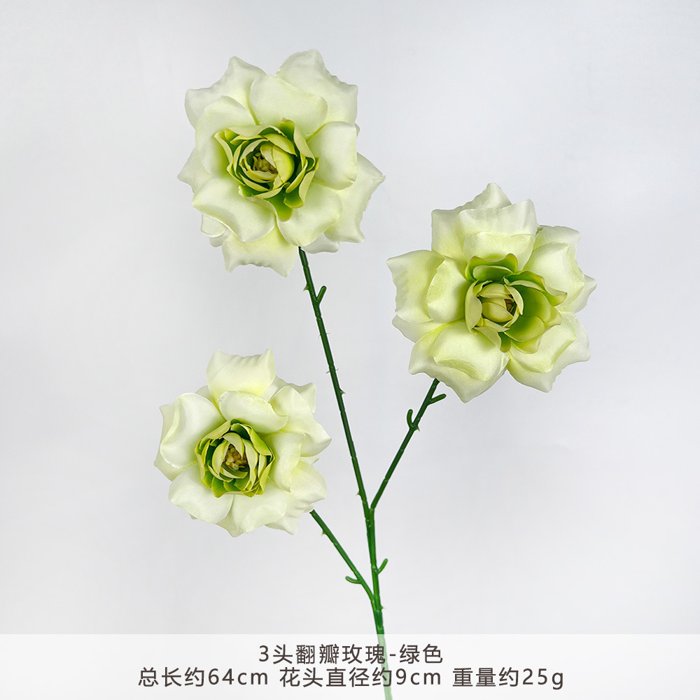 MJ-3头翻瓣玫瑰-绿色