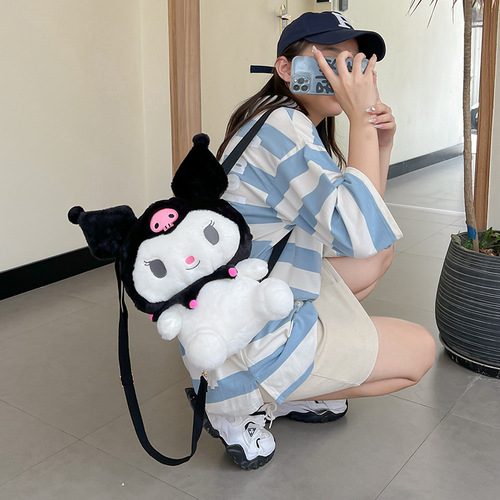 Korean version of ins soft girl cute cartoon doll dog backpack Japanese personality parent-child outing large version plush bag