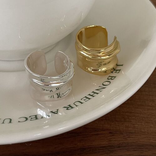 Fan Zhiqiao European and American 925 sterling silver heavy industry wide ring hand jewelry for women minimalist female design ins internet celebrity ring