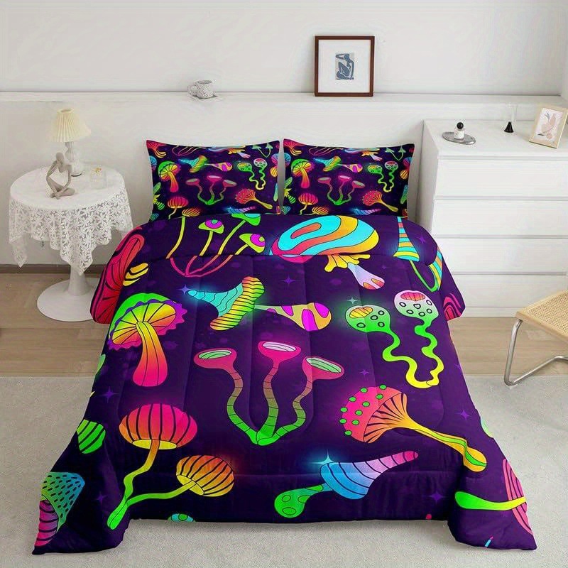 TEMU / JIT textil doméstico molido impresión digital de color iluminante set de colcha con patrón forestal para diseñar