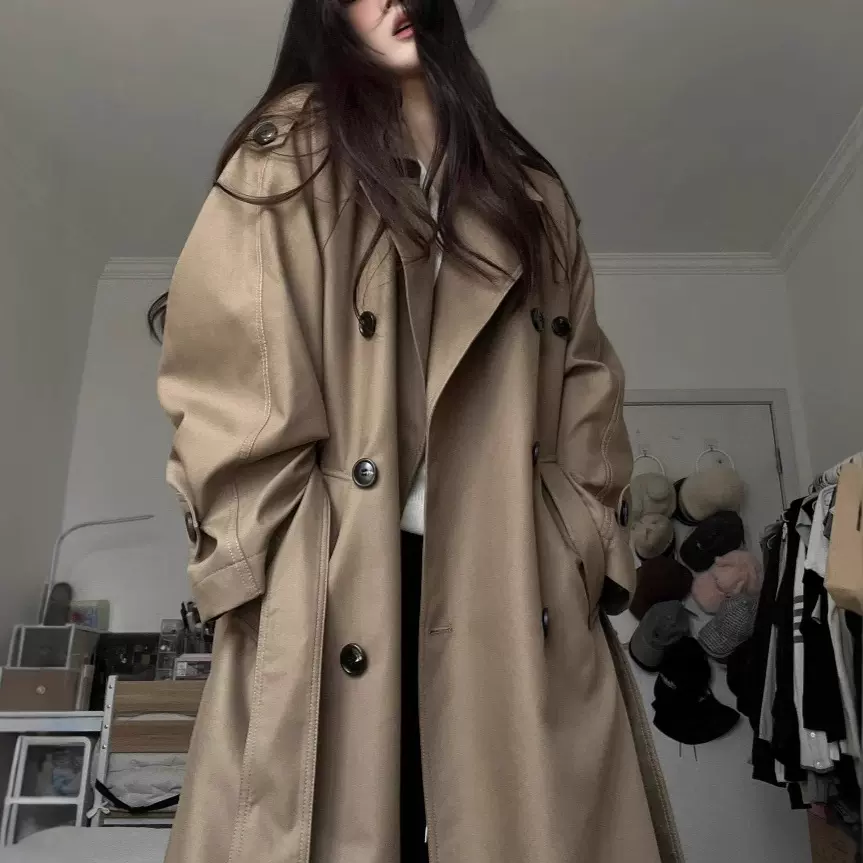 风衣外套女中长款2024春秋新款韩系小个子英伦风高级感卡其色大衣