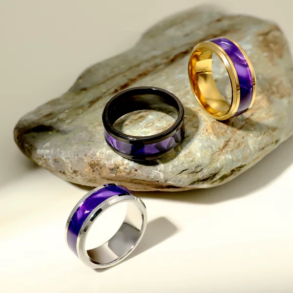 European and American Cross-Border Fashionable Titanium Steel Ring Purple Classic High-End Trendy Ring Ring Hand Jewelry Wholesale