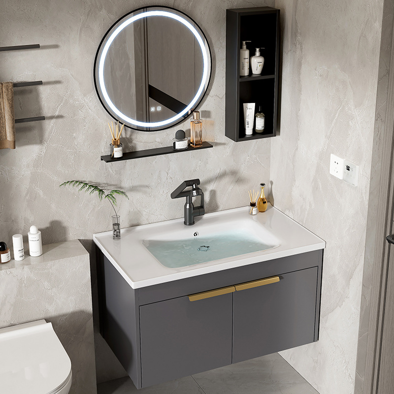 Moderno espacio simple gabinete de baño de aluminio lavabo combinado lavabo cerámico lavabo lavabo lavabo
