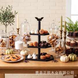 哥特式万圣节装饰置物架棺材形搞怪水果零食甜品架蛋糕展示架果盘