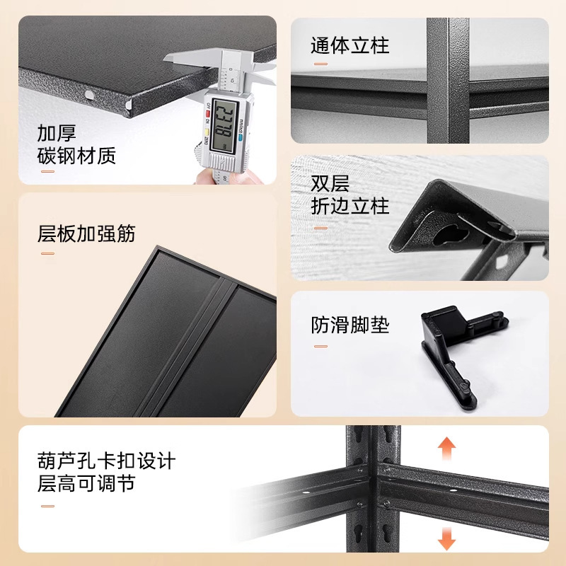 家用阳台货架置物架多层落地仓库储藏室杂物间商用超市钢制收纳架|undefined