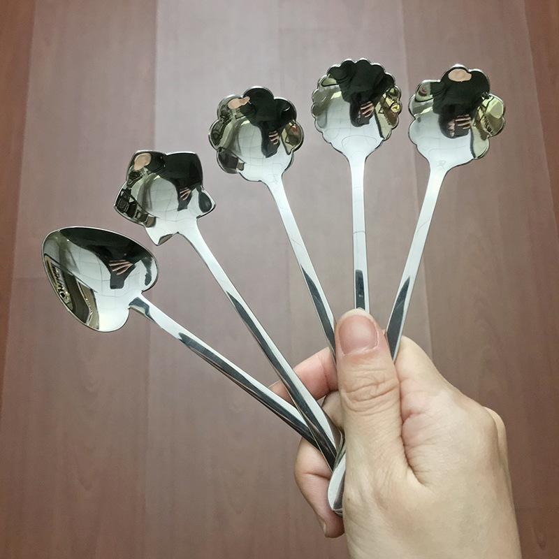 304 스테인레스 스틸 오점 스타 티 스푼 가정용 하트 모양의 작은 스푼 크리 에이 티브 커피 혼합 스푼 레이스 티 스푼 차 스푼