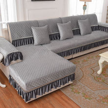 歐式沙發墊全包套罩笠冬季灰色純色坐墊毛絨防滑簡約四季通用居家