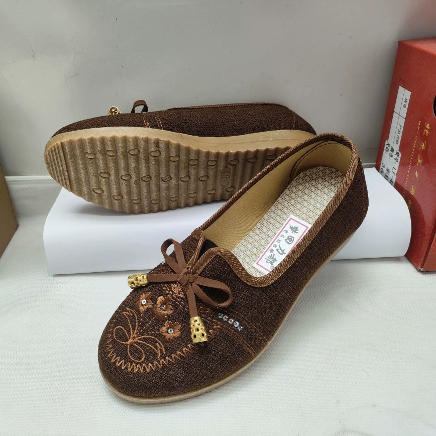 Старый Пекин ткань обувь с мягкой подошвой мать обувь старое белье вышитые лук одна нога обувь