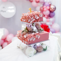 正方形のアクリル製ケーキスタンド ケーキホルダー 結婚式 ウェディング 宴会 パーティー ティアードディスプレイスタンド 半透明
