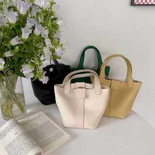 2026新款韩版柔软质感单肩手提水桶包个性小菜篮子手提休闲斜挎包