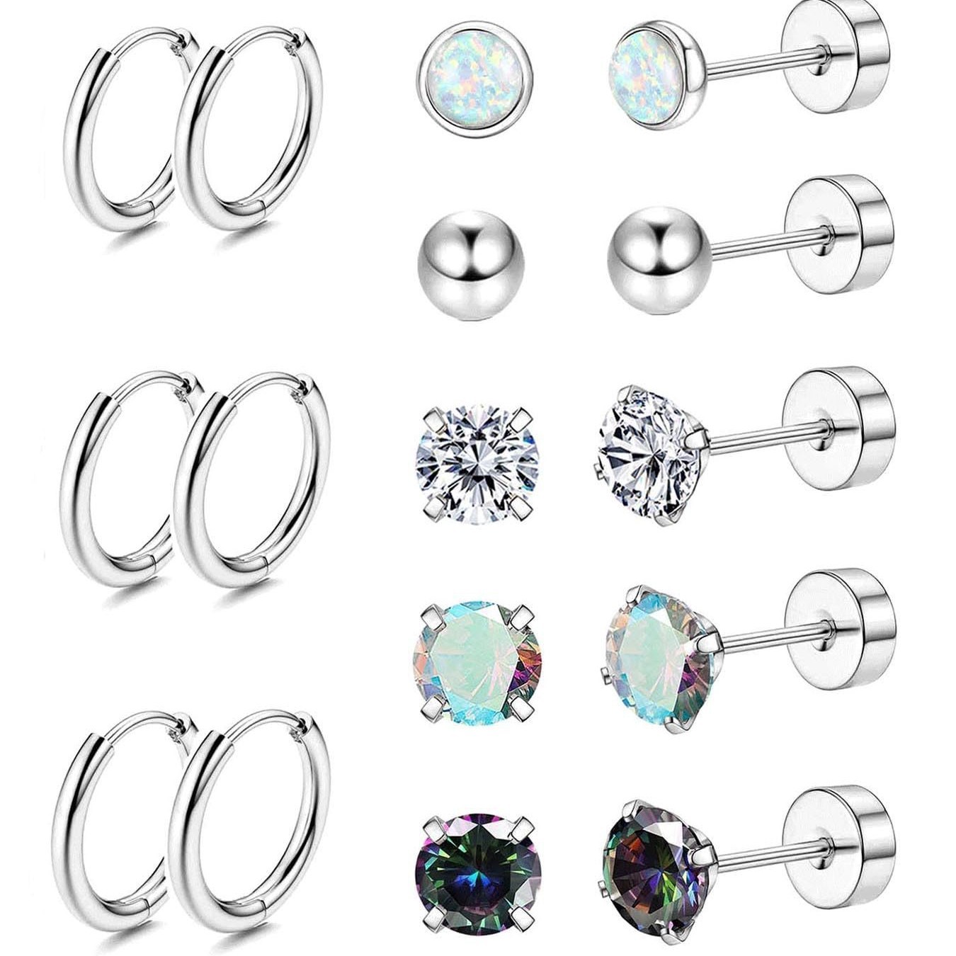 earrings stainless steel with zircon