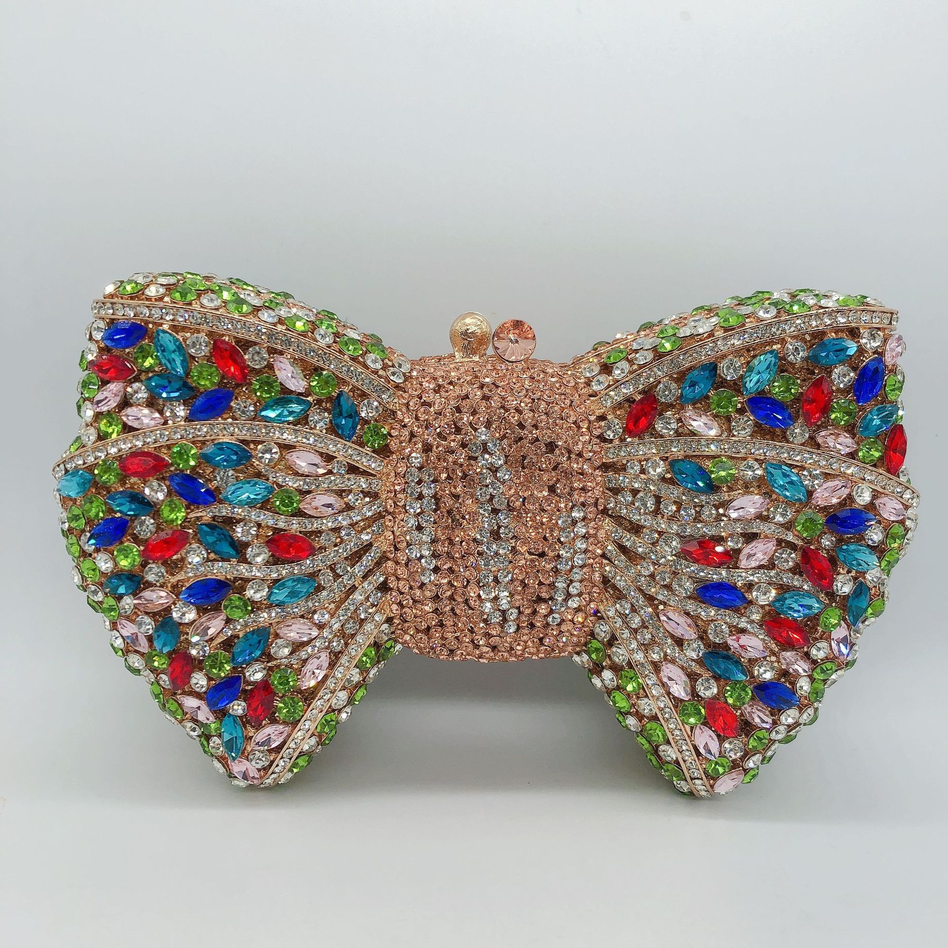 Bow cristal embrague de arco transfronterizo bolsas de cena de diamantes perforadas bolsas de mano de diamantes llenas bolsas de banquete
