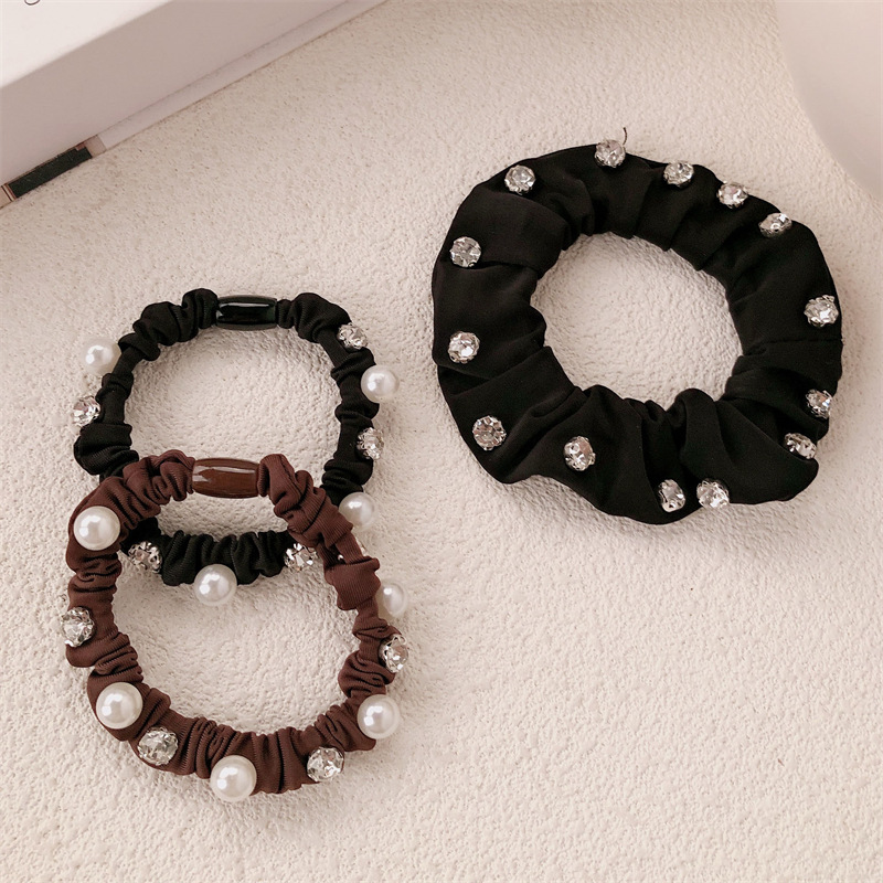 DongDamen nuevo anillo de cabello de diamante de perla para el cabello femenino de alta calidad sensación de cabello de cuerda de cabello al por mayor