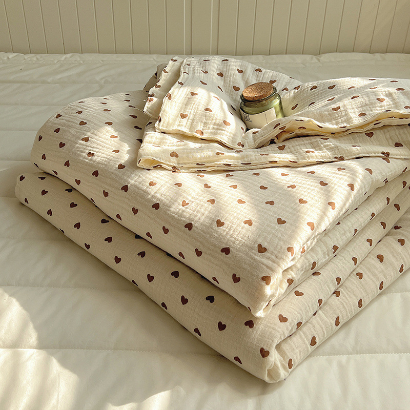 Edredón de verano de hilo de doble capa edredón de verano edredón fresco de verano dormitorio de algodón no algodón edredón fino simple y doble edredón de aire acondicionado lavable a máquina