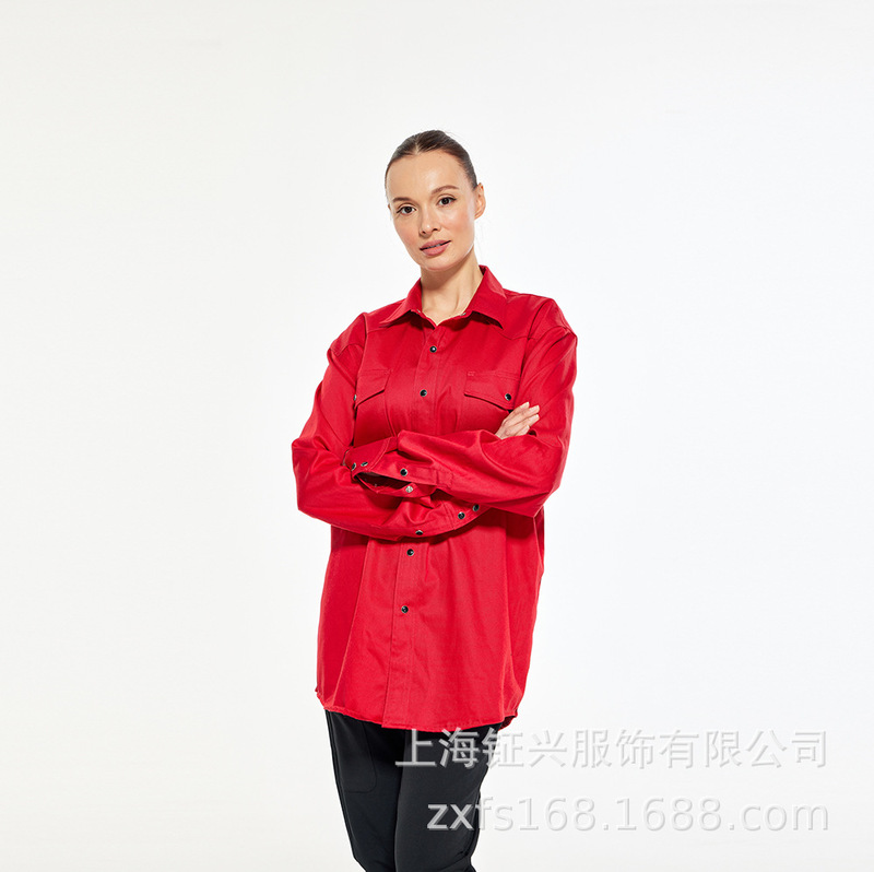 Customized Fire-Resistant Fr Shirts for Men and Women, Three-Line Stitching, Reinforced, Durable, Wear-Resistant Workwear for Welders and Shipyards