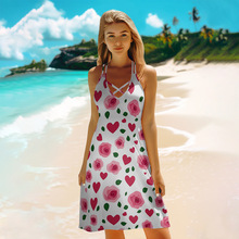 春夏新款2025欧美复古吊带连衣裙跨境时尚休闲宽松高级女装美式连