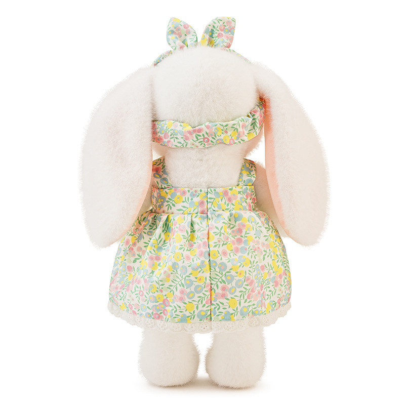 Pastoral conejito colorido falda floral niña muñeca de cumpleaños comodidad muñeca almohada muñeca juguete de peluche regalo