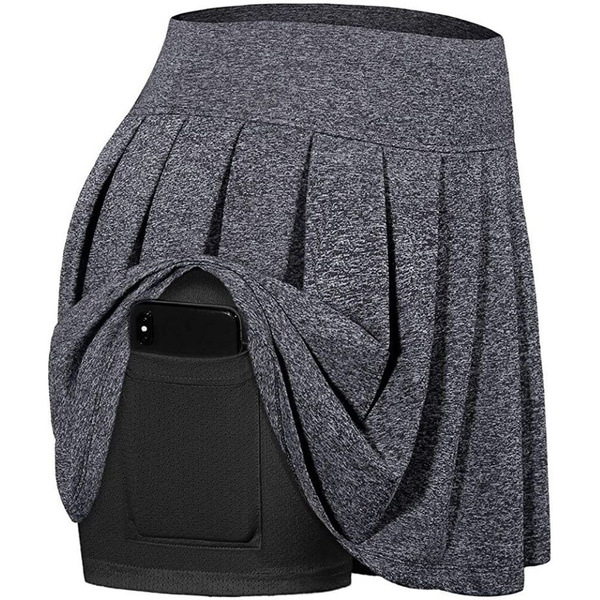 亚马逊eBay欧美外贸内短裤口袋弹力运动健身瑜伽网球百褶短裙裤