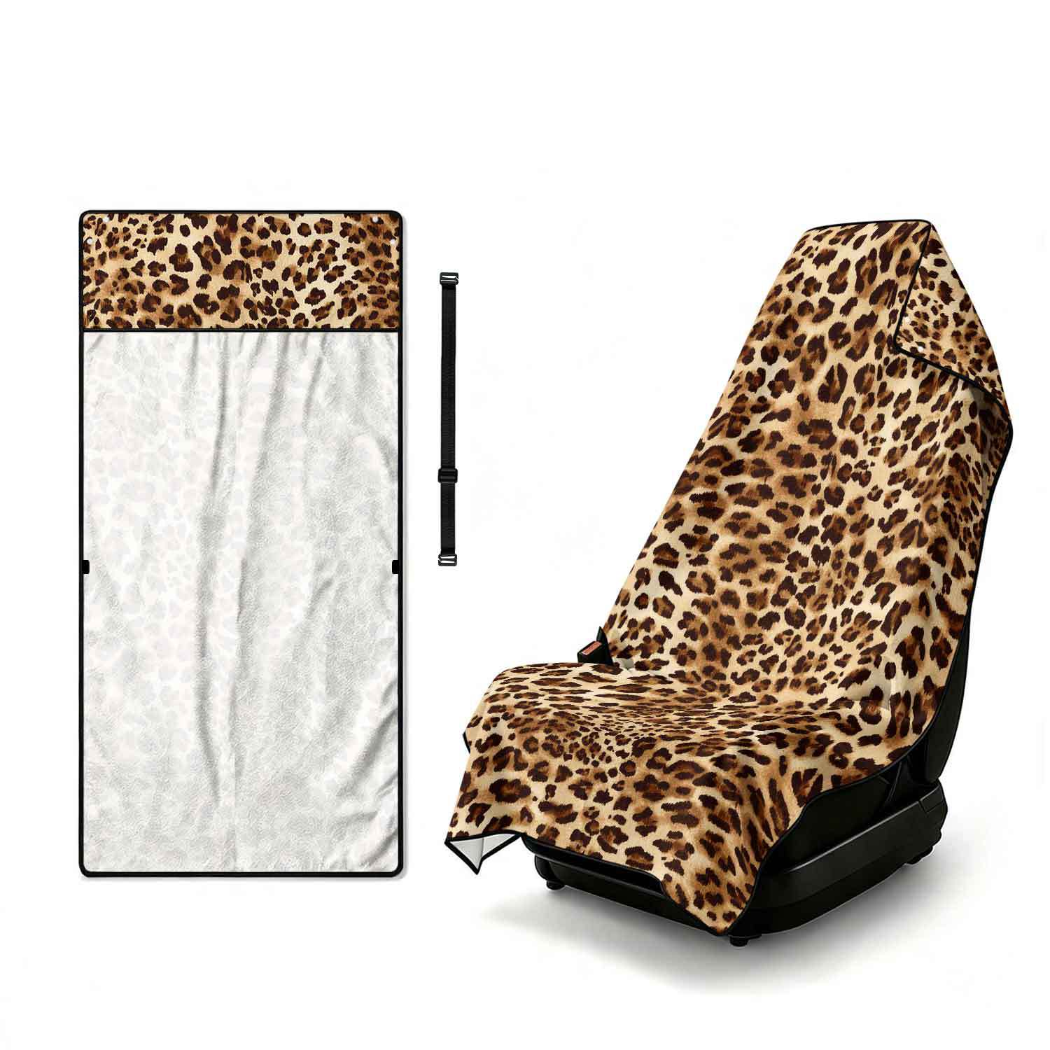 Printed bath towel and car seat cover 2-in-1, ultra-fine fiber outdoor beach and car dual-use universal seat cushion