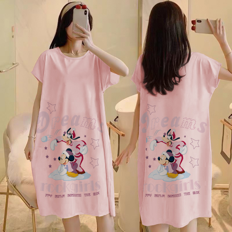 Camisón del sudeste asiático falda de pijama de manga corta de verano para mujer falda de cultura de longitud media suelta delgada cross-border