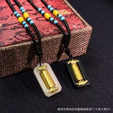 金镶玉转运筒 转动观音佛 时来运转百福白玉吊坠批发金玉