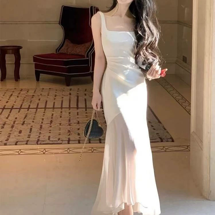Французское чистое платье-подтяжка детское летнее темпераментное новое платье ниши премиум-класса стройное платье с рыбьим хвостом