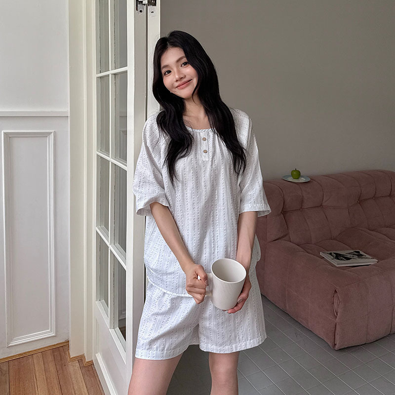 Mori Island Summer Pure Cotton Home Wear Women's New Arrival Loose Shorts Short Sleeve suit Comfortable Printed Casual Outer Wear Pajamas