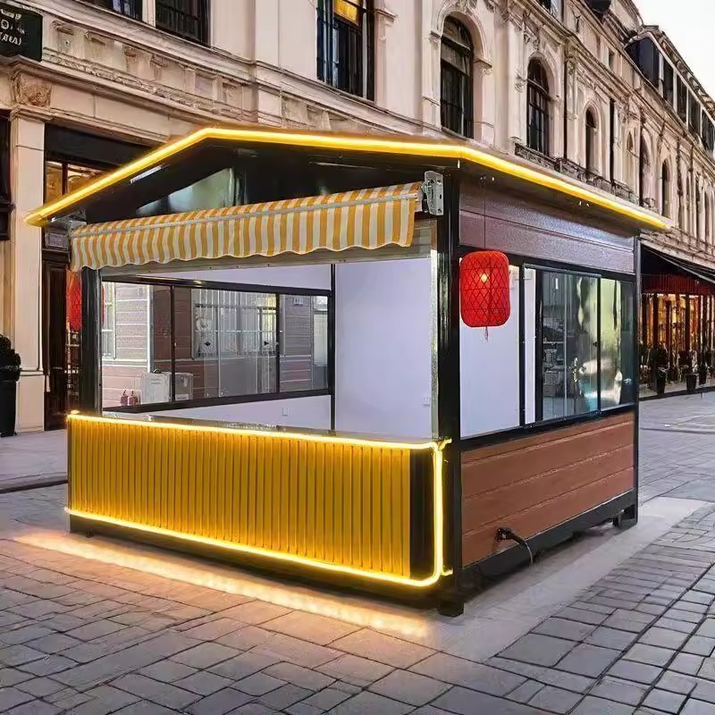 Área escénica al aire libre anti-corrosivo chalet de madera quiosco móvil popularidad en línea antiguo parque quiosco de venta de boletos bocadillos