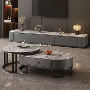 Tv Cabinet and Coffee Table Combination Thickened Modern Simple Small Apartment Coffee Table Light Luxury Tv Cabinet Living Room Home Floor Cabinet