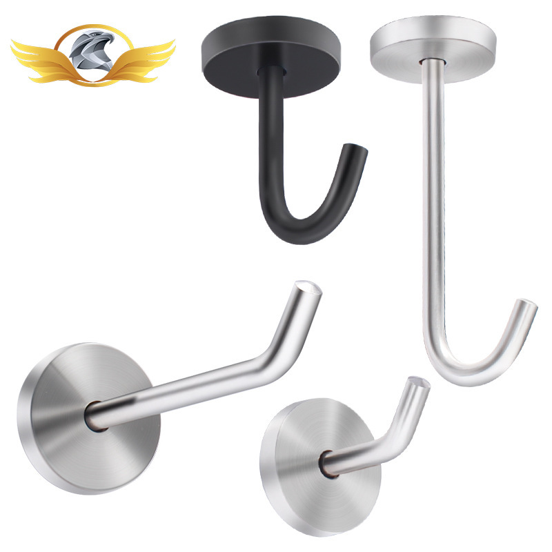 Stainless Steel Hooks for Hanging Clothes, Wall-Mounted Hooks for Kitchen and Bathroom, Single Long Hooks for Clothing Stores, Fixed with Drilling