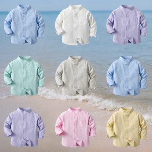 Boys' Long-Sleeved Shirts, Spring Boys' Handsome Outer Shirts, Candy-Colored Casual Jackets, Preppy Style Kidsren's Shirts