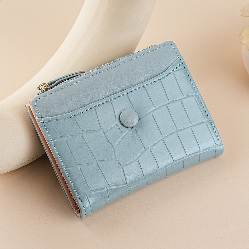 Nuevo monedero de cambio corto y simple transfronterizo, bolsa de monedas con cremallera mini ultra delgada multi-tarjeta bolso de botón de billetera