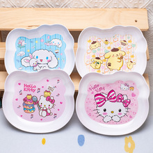 新款水果点心kt猫头盘密胺树脂卡通可爱创意家用餐具零食干果盘