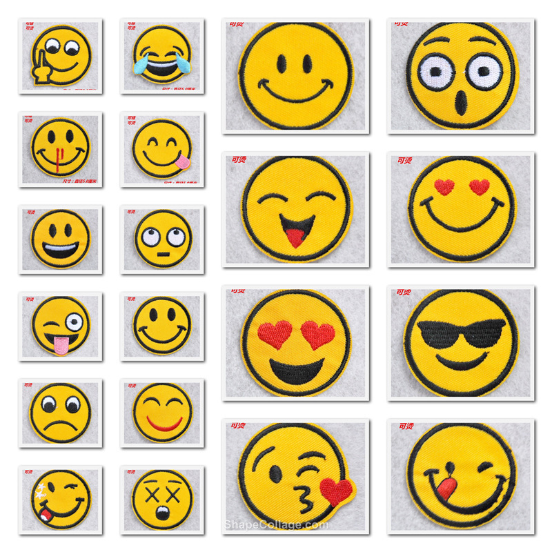 表情布贴补丁贴布儿童补贴衣服牛仔裤子时尚修补贴刺绣笑脸布贴