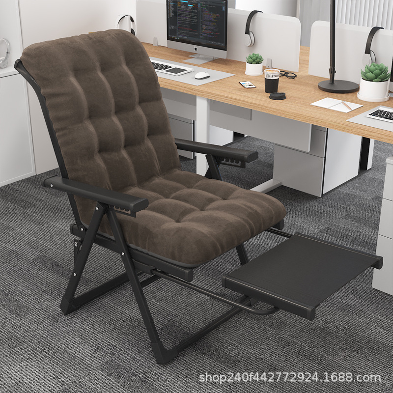 [발판이 포함된 업그레이드 모델] 앉거나 누울 수 있는 싱글 의자 블랙 브라운 코튼 패드